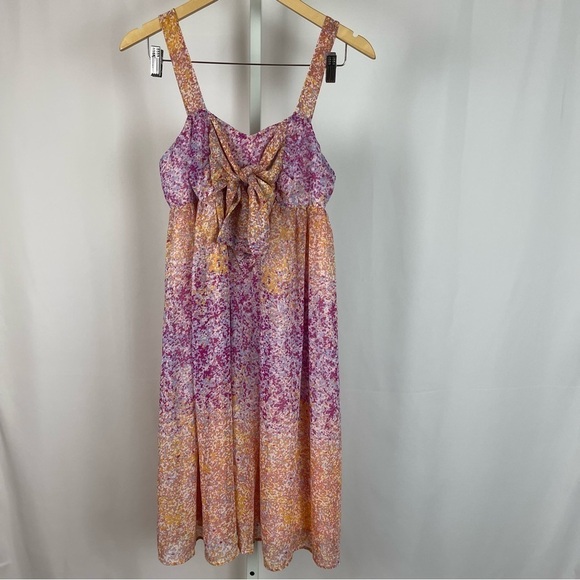 Liz Lange Maternity Medium Watercolor Abstract Bow Mini Dress Flowy Spring - Picture 1 of 8